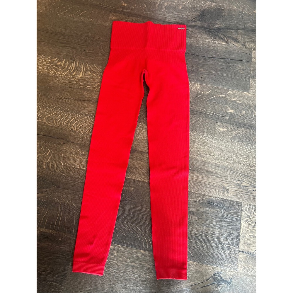 Savage X Fenty Womens Red Ribbed Seamless High Waist Leggings Athletic Pants